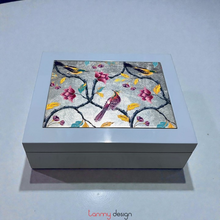 Rectangle lacquer box hand painted with scenery 20*22cm